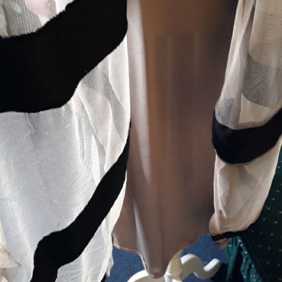 Black and tan mesh pleated womens dress - Picture 6 of 8